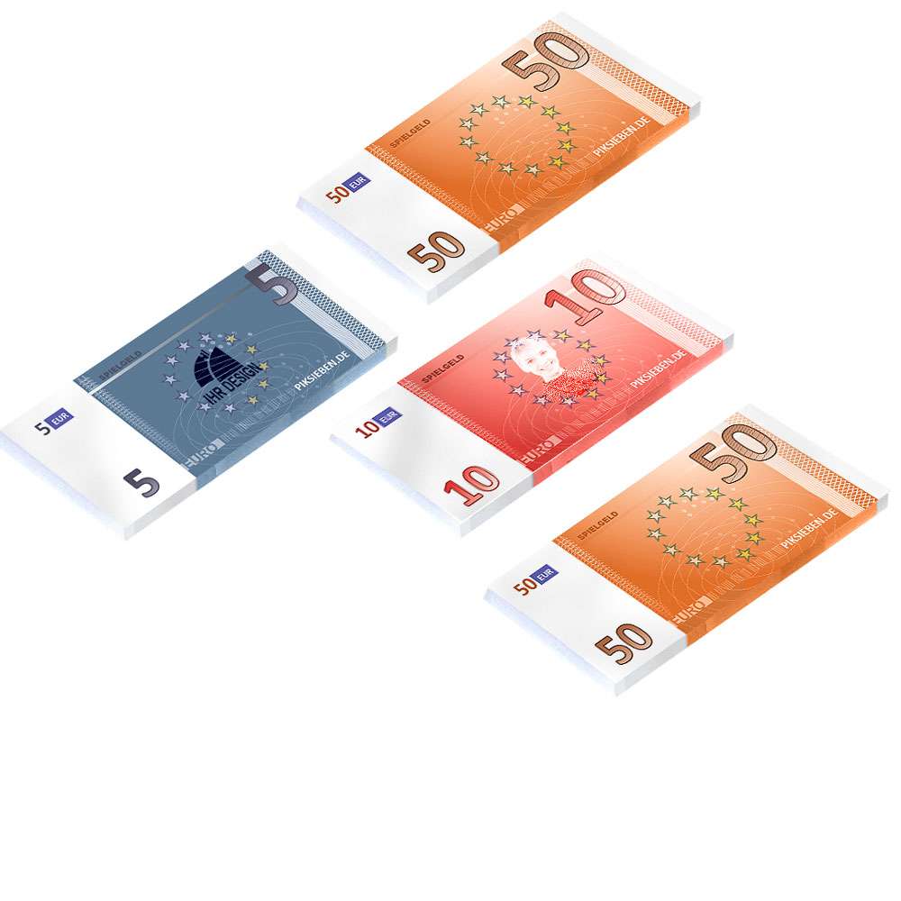  Spielgeld drucken. Gestalte dein Spielgeld individuell. Illustration 